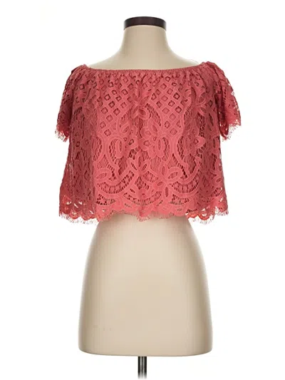 Pre-owned Express Short Sleeve Blouse In Red