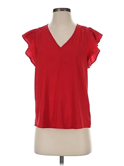 Pre-owned Express Short Sleeve Blouse In Red