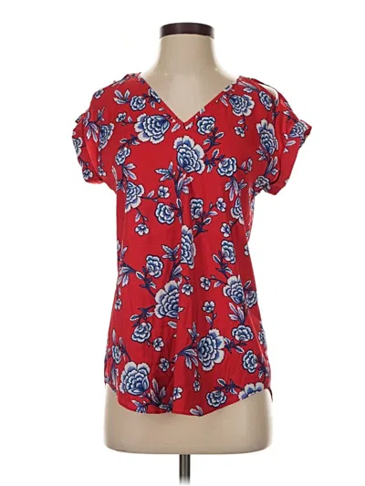 Pre-owned Express Short Sleeve Blouse In Red