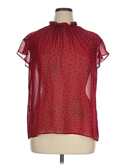 Pre-owned Express Short Sleeve Blouse In Red