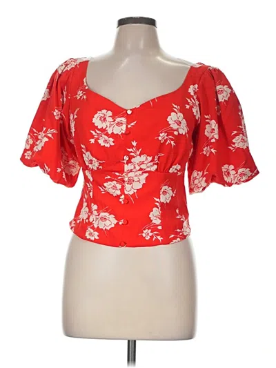 Pre-owned Express Short Sleeve Blouse In Red