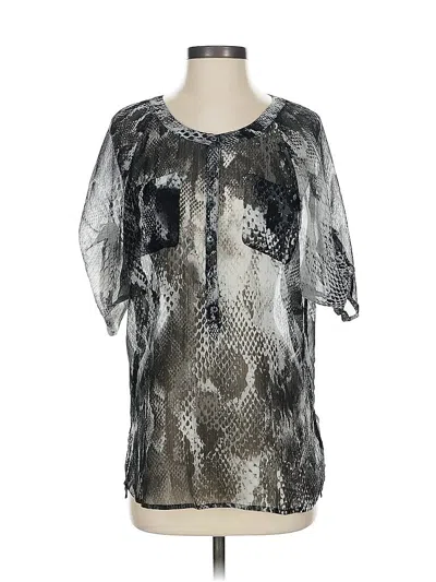 Pre-owned Express Short Sleeve Blouse In Silver