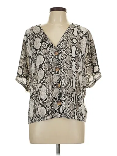 Pre-owned Express Short Sleeve Blouse In Silver
