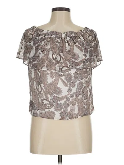Pre-owned Express Short Sleeve Blouse In Silver