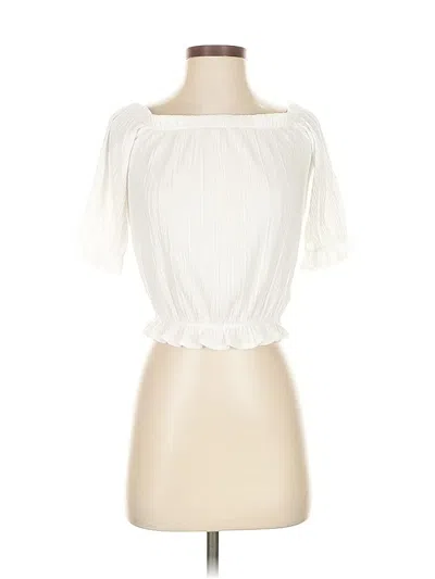 Pre-owned Express Short Sleeve Blouse In White