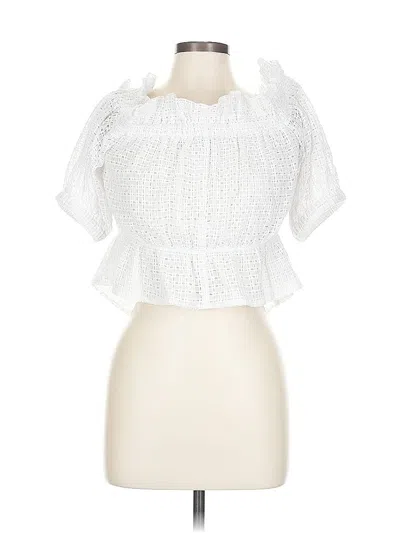Pre-owned Express Short Sleeve Blouse In White