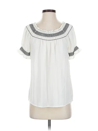 Pre-owned Express Short Sleeve Blouse In White