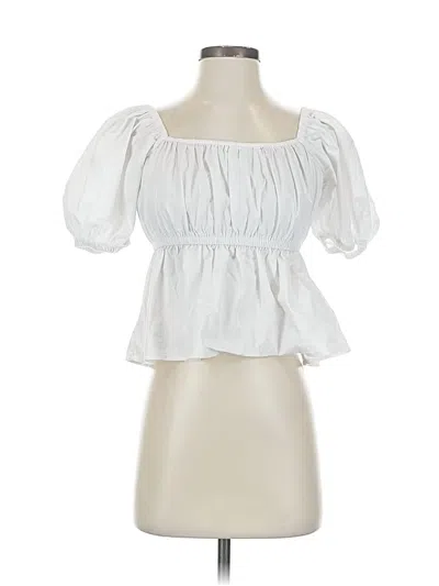 Pre-owned Express Short Sleeve Blouse In White