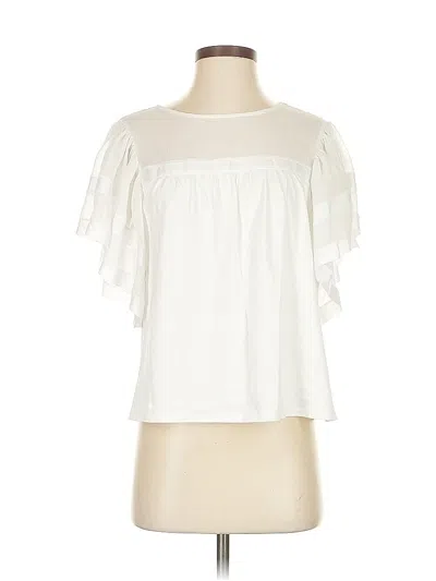 Pre-owned Express Short Sleeve Blouse In White