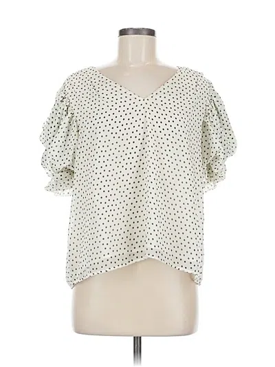 Pre-owned Express Short Sleeve Blouse In White
