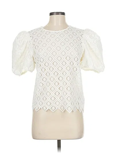 Pre-owned Express Short Sleeve Blouse In White