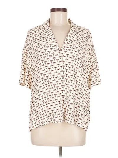 Pre-owned Express Short Sleeve Blouse In White