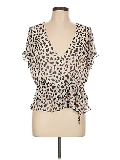 Pre-owned Express Short Sleeve Blouse In White