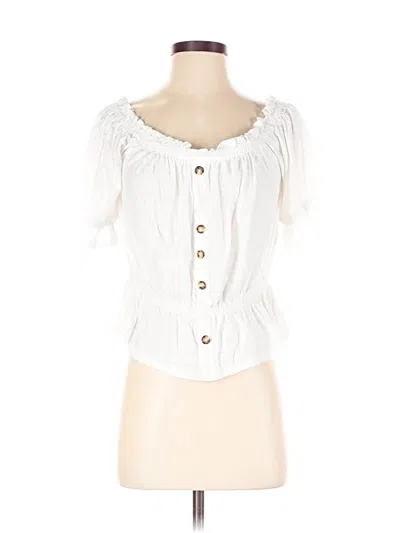 Pre-owned Express Short Sleeve Blouse In White