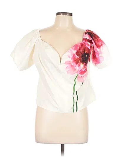 Pre-owned Express Short Sleeve Blouse In White