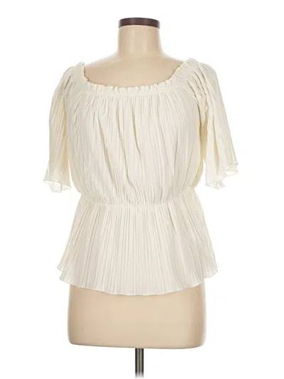 Pre-owned Express Short Sleeve Blouse In White
