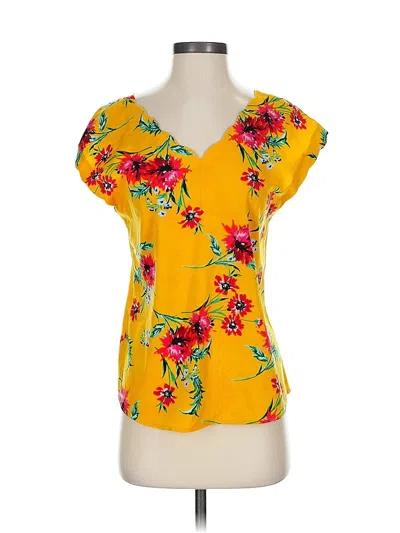 Pre-owned Express Short Sleeve Blouse In Yellow
