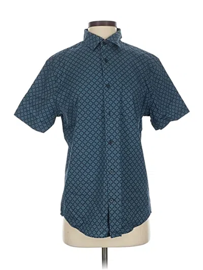 Pre-owned Express Short Sleeve Button Down Shirt In Blue
