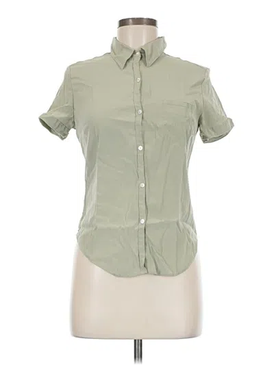 Pre-owned Express Short Sleeve Button Down Shirt In Green