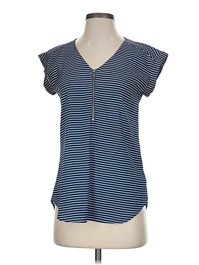 Pre-owned Express Short Sleeve Henley Shirt In Blue