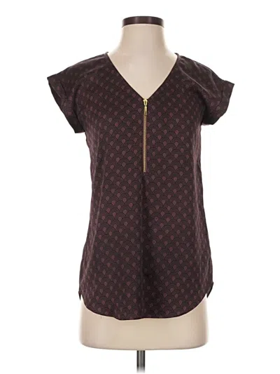Pre-owned Express Short Sleeve Henley Shirt In Brown