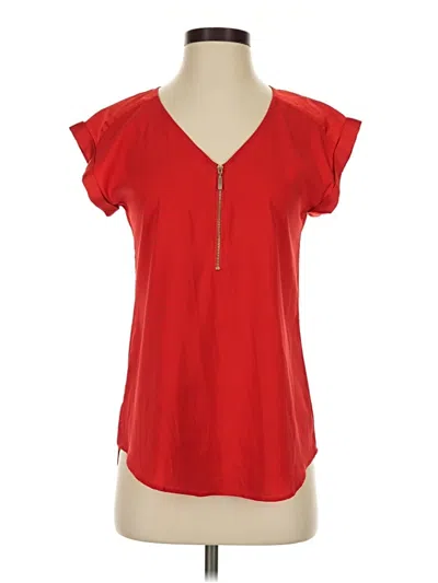 Pre-owned Express Short Sleeve Henley Shirt In Red