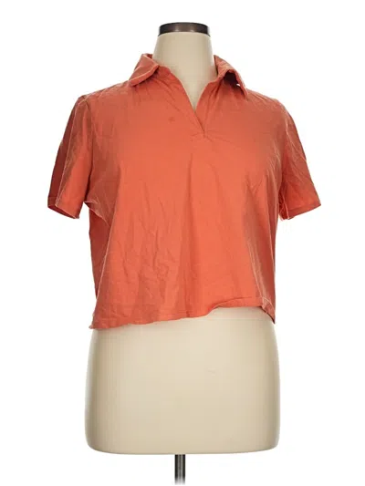 Pre-owned Express Short Sleeve Polo Shirt In Orange