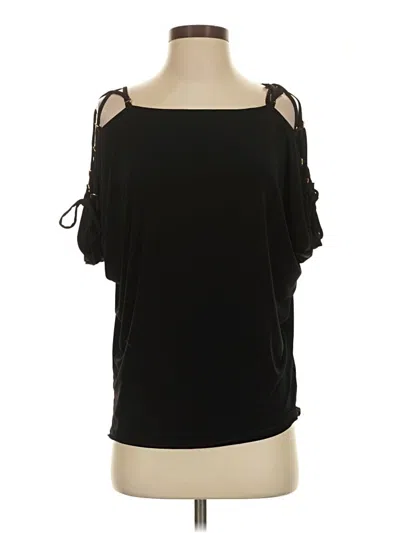 Pre-owned Express Short Sleeve Top Black Cold Shoulder Neckline Tops