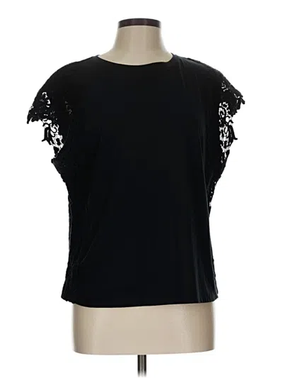 Pre-owned Express Short Sleeve Top Black Keyhole Neckline Tops