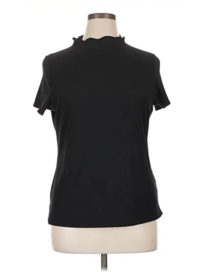 Pre-owned Express Short Sleeve Top Black Mock Neckline Tops