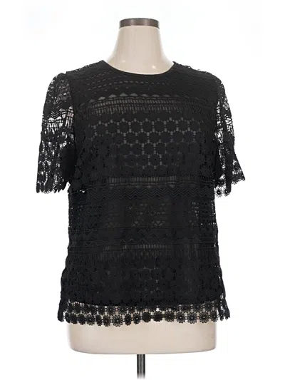Pre-owned Express Short Sleeve Top Black Mock Neckline Tops