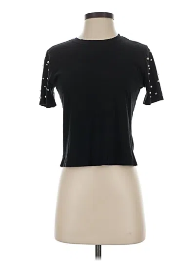 Pre-owned Express Short Sleeve Top Black Mock Neckline Tops