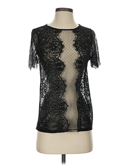 Pre-owned Express Short Sleeve Top Black Mock Neckline Tops