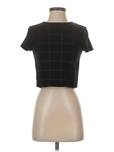 Pre-owned Express Short Sleeve Top Black Plaid Pattern Square Neckline Tops