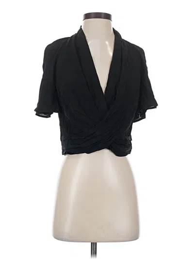 Pre-owned Express Short Sleeve Top Black Plunge Neckline Tops