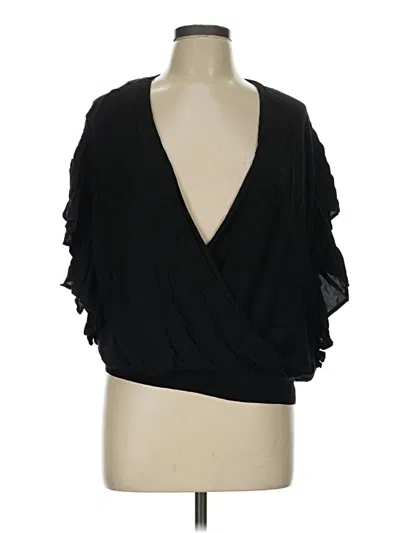 Pre-owned Express Short Sleeve Top Black Plunge Neckline Tops