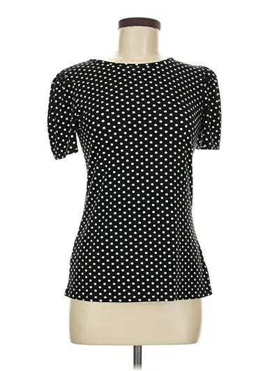 Pre-owned Express Short Sleeve Top Black Polka Dots Pattern Square Neckline Tops