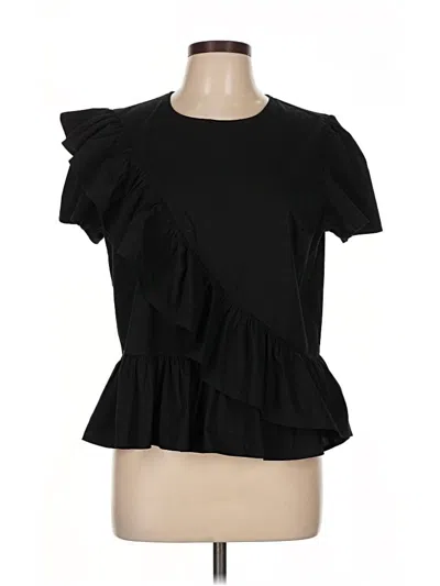 Pre-owned Express Short Sleeve Top Black Ruffles Neckline Tops
