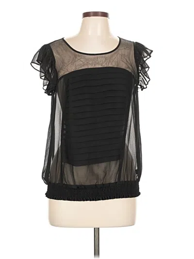 Pre-owned Express Short Sleeve Top Black Ruffles Neckline Tops