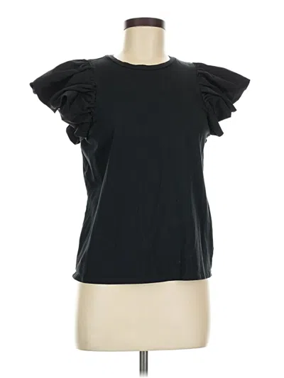 Pre-owned Express Short Sleeve Top Black Ruffles Neckline Tops