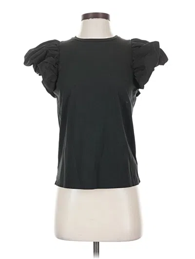 Pre-owned Express Short Sleeve Top Black Ruffles Neckline Tops