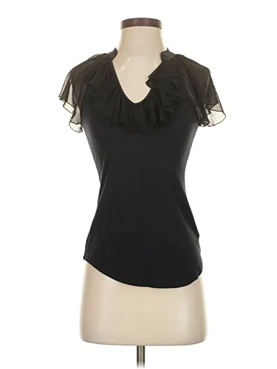 Pre-owned Express Short Sleeve Top Black Ruffles Neckline Tops