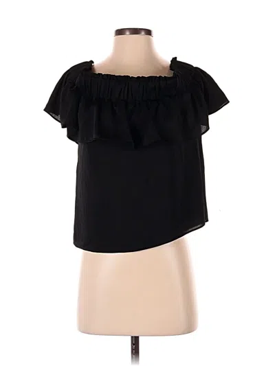 Pre-owned Express Short Sleeve Top Black Ruffles Neckline Tops