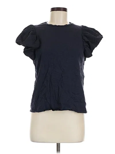 Pre-owned Express Short Sleeve Top Black Ruffles Neckline Tops