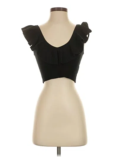 Pre-owned Express Short Sleeve Top Black Ruffles Neckline Tops