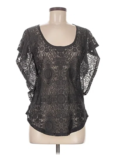 Pre-owned Express Short Sleeve Top Black Scoop Neck Tops