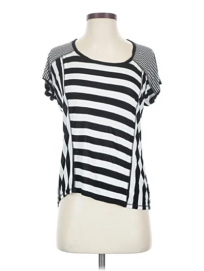 Pre-owned Express Short Sleeve Top Black Stripes Pattern Scoop Neck Tops