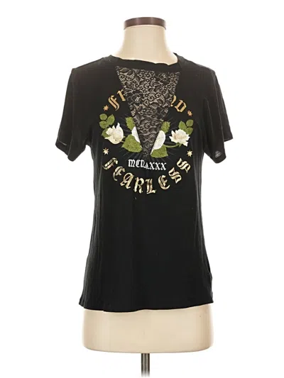 Pre-owned Express Short Sleeve Top Black Sweetheart Neckline Tops