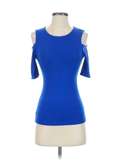Pre-owned Express Short Sleeve Top Blue Cold Shoulder Neckline Tops