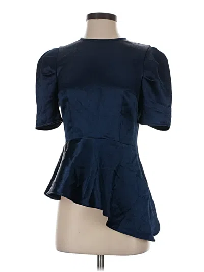 Pre-owned Express Short Sleeve Top Blue Mock Neckline Tops